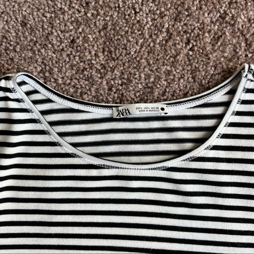 Zara Black & White Striped Tshirt